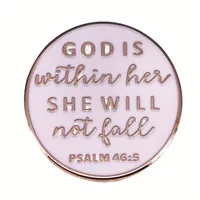 Broches et badges « Dieu est en elle, elle ne tombera pas » - Psaume 46:5, bijoux inspirés de la foi pour revers, sac à dos, accessoire de fête, en alliage