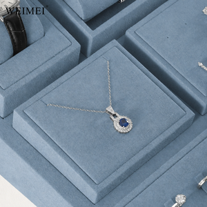 WEIMEI Dusty Blue Velvet Modular <b>Watch</b> Bracelet Necklace Earring <b>Ring</b> Counter Display for Boutique Gift Shop Jewelry Display Set - Product Image 4