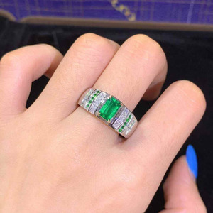 Natural Muzo Green Emerald Halo Ring 18K Gold, 18pc 0.18ct Diamond & 10pc 0.108ct Tsavorite, 5.65g Luxury Fine Jewelry For Women - Product Image 4