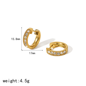 ต่างหูแบบห่วง ไทเทเนียมสตีล ประดับเพชรเซอร์คอน เหมาะสำหรับใส่ทุกวัน - Product Image 3