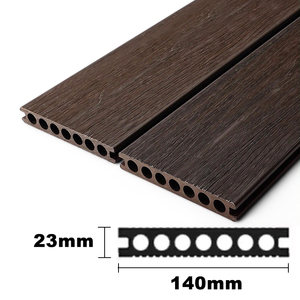 Co-Extrusion <b>Brushed</b> 18mm Waterproof Exterior Garden Outdoor Flooring WPC <b>Decking</b> 3D Wood Grain Composite <b>Decking</b> Board - Product Image 2