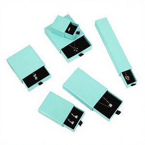 Pearl <b>Light</b> Blue Drawer Jewelry Box with Recycled Materials Sponge Lining Holds Earrings Packaging <b>Boxes</b> for Small Businesses - Product Image 3