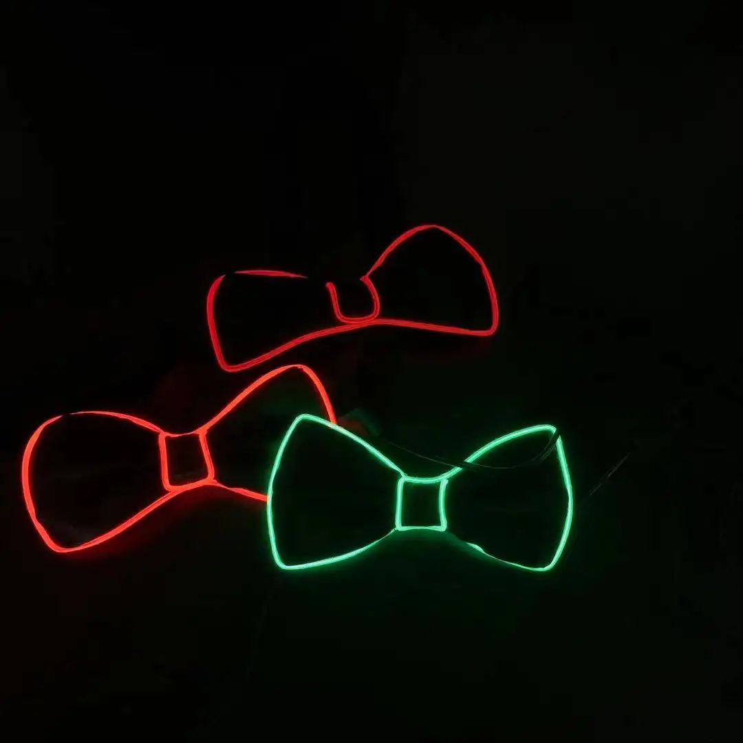 10 cores Qualidade fio EL Glowing LED Light Up Bowtie Gravata borboleta Para A festa de Noite Decoração Bow Tie