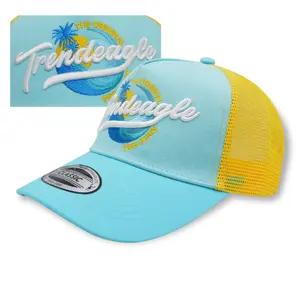 Custom 3d Embroidery Logo Mesh Hats Gorras Sport Cap Customizable Sky Blue Richardson 112 Trucker Hat For Man