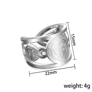 <span class=keywords><strong>Anillo</strong></span> de Acero Inoxidable con los Sellos de San Benito, Amuleto de Protección, <span class=keywords><strong>Sello</strong></span> de Salomón, Kabbalah, <span class=keywords><strong>Anillo</strong></span> Ajustable para Hombre y <span class=keywords><strong>Mujer</strong></span> - Product Image 3