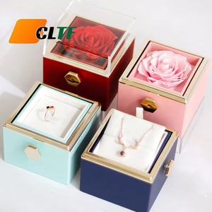 Girevole fiore di rosa eterno conservato fiore di rosa in acrilico scatola regalo gioielli matrimonio natale giorno di san valentino regalo 2025 - Product Image 1