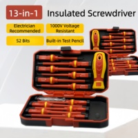 Jeu de tournevis isolés industriels professionnels, embout magnétique, embouts Torx, Phillips, fendus, pochette, 13 pièces, bricolage, OEM personnalisable