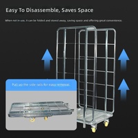 Chariot pliable en acier grillagé robuste pour entrepôt, idéal pour la manutention dans les centres de distribution