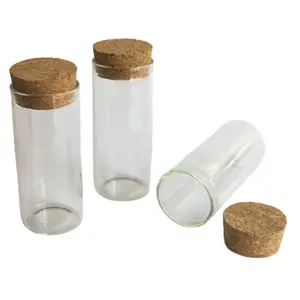 Wholesale Food Grade 30ML Clear Glass Bottle with Cork , 1oz Glass Tube with Wooden Lids