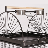 Vente chaude Grande cage à oiseaux double pour perroquets noire, style vintage, en bois et métal, durable, maison pour oiseaux respirante, avec fil
