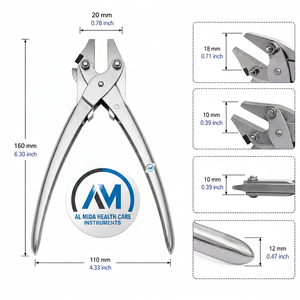 Al Mida Healthcare Pince manuelle torsionnelle en acier inoxydable pour la coupe de broches orthopédiques vétérinaires, Instruments chirurgicaux vétérinaires CE - Product Image 5