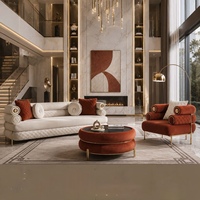 Italienisches Luxus-Samt-Sofa & Sessel-Set mit Goldverzierung für Hochwertige Wohnräume, Hotel- und Villennutzung