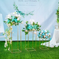 HY Rechteck Tisch Hoch rahmen Säulen ständer Mitte De Tisch Hochzeit Gold Blumen ständer Hochzeit Mittelstücke