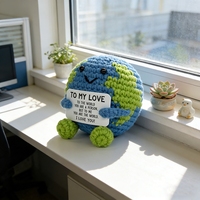 Poupée en Peluche Crochetée Personnalisée avec Texte, Cadeau d'Anniversaire ou de Saint-Valentin, Balle Terrestre en Coton PP, Confortable et Positive