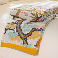 Manta de Toalla de Gasa de Cuatro Capas 100% Algodón, Manta de Siesta para Oficina de Verano