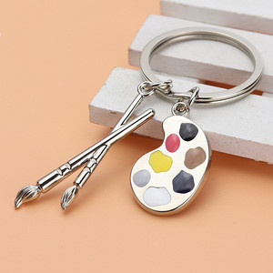 Nueva paleta de moda llavero herramientas de pintura cepillo llavero coche llavero mujer niño arte curso pintor regalo llavero joyería - Product Image 3