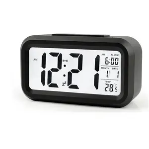 智能方形数字钟，带懒人贪睡和静音背光树脂体创意电子日历显示器，用于餐厅