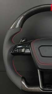 Volant de voiture sport personnalisé <span class=keywords><strong>RS</strong></span> en fibre de carbone et cuir perforé pour Audi A3 A4 A5 A6 A7 A8 <span class=keywords><strong>Q3</strong></span> Q5 Q7 S/<span class=keywords><strong>RS</strong></span> <span class=keywords><strong>Line</strong></span> - Product Image 5