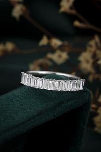 Classic 10K Solid White <b>Gold</b> 0.7ct Emerald Cut Lab Grown Diamond <b>Ring</b> | Emerald Cut Lab Created Diamond Wedding Band <b>Ring</b> for - Product Image 4