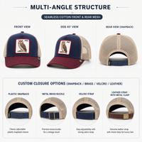 Casquettes de baseball vintage OEM avec broderie premium, casquette trucker structurée à 5 panneaux en coton et maille, logo personnalisé, style rétro