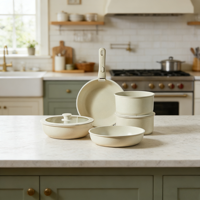 Ensemble de cuisine complet en granit 4 pièces, durable et léger, comprenant une poêle antiadhésive, un wok, une casserole, amovible et résistant à la chaleur