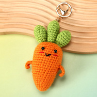 Breien, haken, brei-expressie, fruit, avocado, groente, kool, maïs, lente-ui, wortel, chilipeper, haak-sleutelhanger, handgemaakt