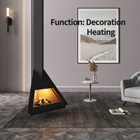 Poêle à bois suspendu triangulaire en acier au carbone, poêle d'intérieur pour villa, salon, chauffage hivernal, décoration