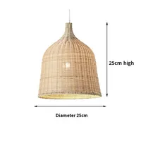 Lampe à Suspension E27 Tissé à la Main en Bambou et Rotin Abat-Jour Lumière Naturelle, Petites à Grandes Tailles, pour Usage Domestique, Salle à Manger, Bar