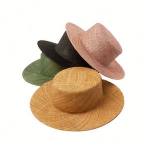 Wholesale Cheap Solid Color Custom High Quality Boater <b>Straw</b> Beach <b>Ladies</b> <b>Hat</b> for Women Travel Ski - Product Image 1