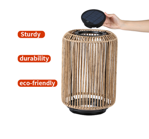 Lampe de bureau en rotin à énergie solaire offrant une <span class=keywords><strong>ambiance</strong></span> chaleureuse et relaxante ; Design confortable et moderne - Product Image 6