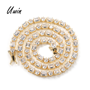 <span class=keywords><strong>Bracciale</strong></span> Tennis Geometrico <span class=keywords><strong>con</strong></span> Zirconia Cubica Taglio Smeraldo, Placcato Oro in Ottone, Gioielli da Matrimonio, Catena Tennis CZ - Product Image 1