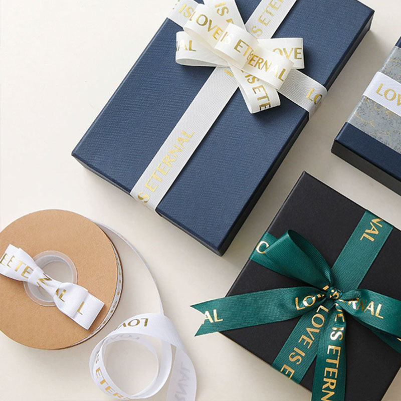 Customized Polyester Satin Ribbon Gift Wrapping Packaging Silk Satin Ribbon Roll Printed Logo Tags