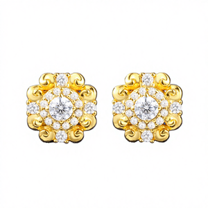 Pacho 925 Sterling <b>Silver</b> <b>Ball</b> Shape Moissanite Flower Stud <b>Earrings</b> | 18K Gold Plated VVS GRA Certified Hip Hop Fine Jewelry - Product Image 4