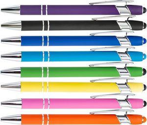 Cadeau promotionnel, stylo de papeterie, stylo en métal au toucher doux, stylo à bille en métal 2 en 1 avec écran tactile, avec logo, luxe - Product Image 1