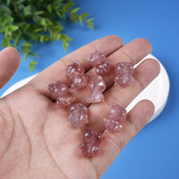 Vente en gros de pierres précieuses en vrac cristal fraise quartz ours bracelet à breloques design charmes sculpture pour bracelet fabrication de bijoux DIY