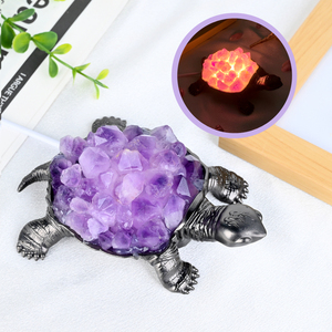 Lámpara Nocturna USB de Cristal de Amatista y Citrino Natural en Forma de Tortuga, para Decoración del Hogar - Product Image 5