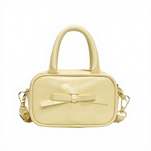 New Style Solid Color Waterproof Zip Baby Shoulder Bag Mini Cute <b>Bow</b> Cross <b>Body</b> Handbag - Product Image 3