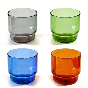 Vaso Apilable de Vidrio Borosilicato Personalizado en Varios Colores para Beber Bebidas, Leche, Azul, Rosa, Ámbar, Transparente, Verde, 300 ml, Estilo Nórdico - Product Image 1