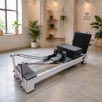 Reformer Pilates Personnalisé avec Cercles de Base en Hêtre/Chêne/Érable, Finition Peinte en Blanc, Ensemble Premium Cinq Pièces pour Yoga et Fitness à Domicile