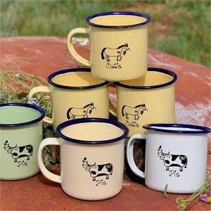 Tasses à café en émail métallique épaissies, écologiques, personnalisables avec logo, style <span class=keywords><strong>vintage</strong></span>, pour voyage en extérieur, vente en gros - Product Image 4