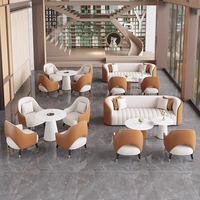 Meubles de réception robustes et durables pour hôtel, bureau, table de négociation et ensemble de chaises avec canapé en cuir