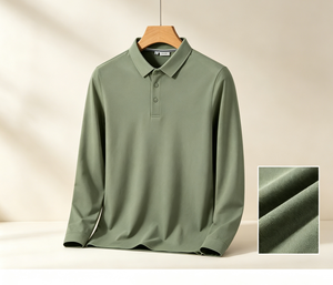 Men's Slim Fit Solid Color <strong>Long</strong> <strong>Sleeve</strong> Shirts Breathable Knitted Spandex/Polyester Collared <strong>Tops</strong> Casual Business <strong>Golf</strong> - Product Image 4