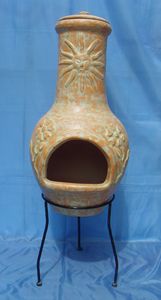 Cheminée extérieure en argile à bois avec support en métal, foyer rustique en <span class=keywords><strong>terre</strong></span> <span class=keywords><strong>cuite</strong></span>, pour Patio - Product Image 2