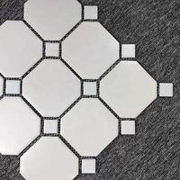 Carrelage mural de salle de bains, de haute qualité, mosaïque en céramique octogonale blanche, sol antidérapant de cuisine et de salle de bains