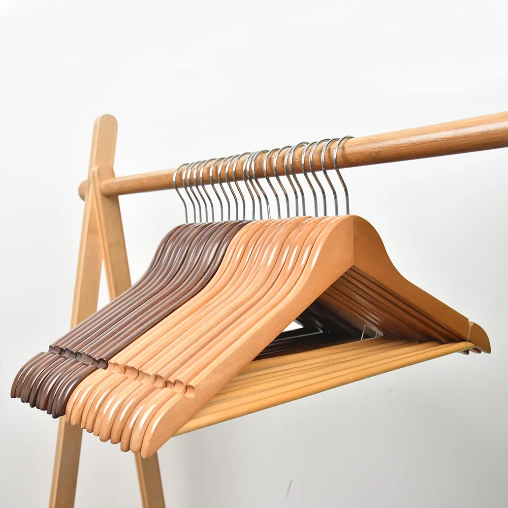 Manufacturer Low MOQ cheap wooden hanger wooden clothes hangers  clothes suit wood hanger