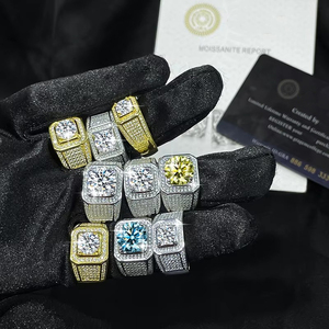 Prêt à expédier – <span class=keywords><strong>Bague</strong></span> en argent sterling 925 avec moissanite GRA 3 carats, taille brillant carrée et ronde, couleur D, pureté VVS, pour <span class=keywords><strong>homme</strong></span>, idéale pour fiançailles et <span class=keywords><strong>mariage</strong></span> - Product Image 3