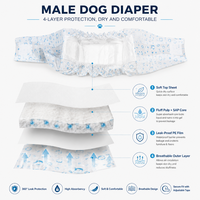 Pañales Desechables para Perros Machos con Cintas Abdominales Impresas, Súper Absorbentes, Resistentes a Fugas, Ajuste Cómodo para Uso Diario