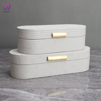 Boîte de rangement blanche de luxe de Style nordique boîte décorative en cuir à motif tissé minimaliste créatif pour Table de maquillage décor à la maison