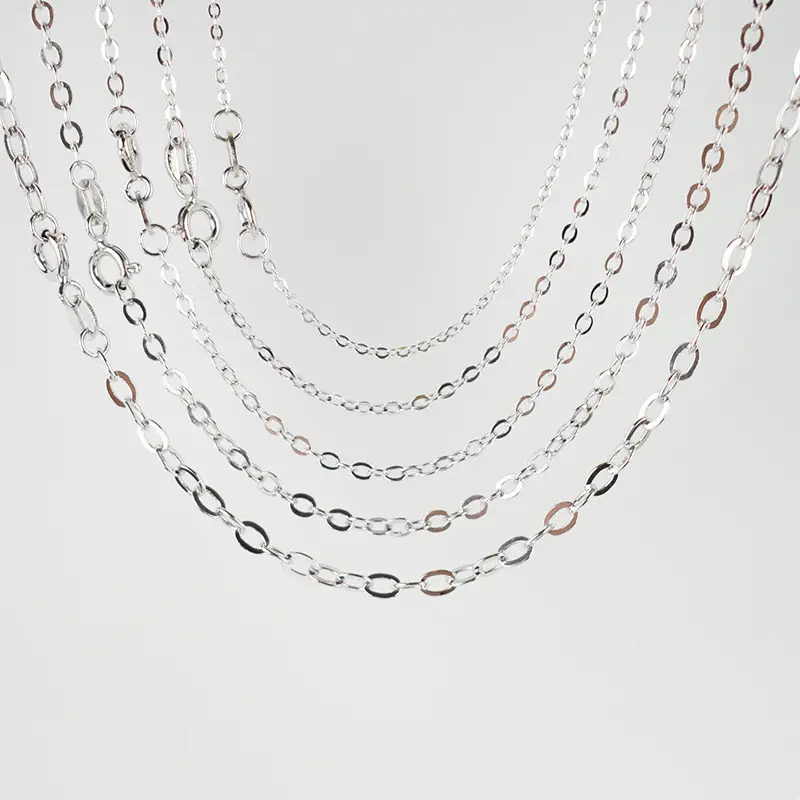 Corrente de cabo de prata refinada s925, corrente anti-alérgica, dourada, prateada, branca ou dourada, corrente clássica para mulheres e homens