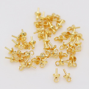 Gold Plated Copper Earring Studs 14K 18K Pearl Pendant Jewelry Findings For DIY Handmade Accessories - Product Image 2